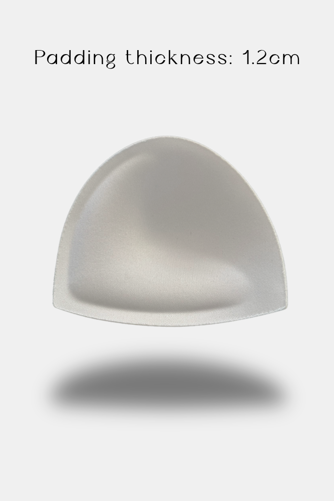 A translucent silicone bra pad shown on a light gray background with the text 'Padding thickness: 1.2cm' above it.